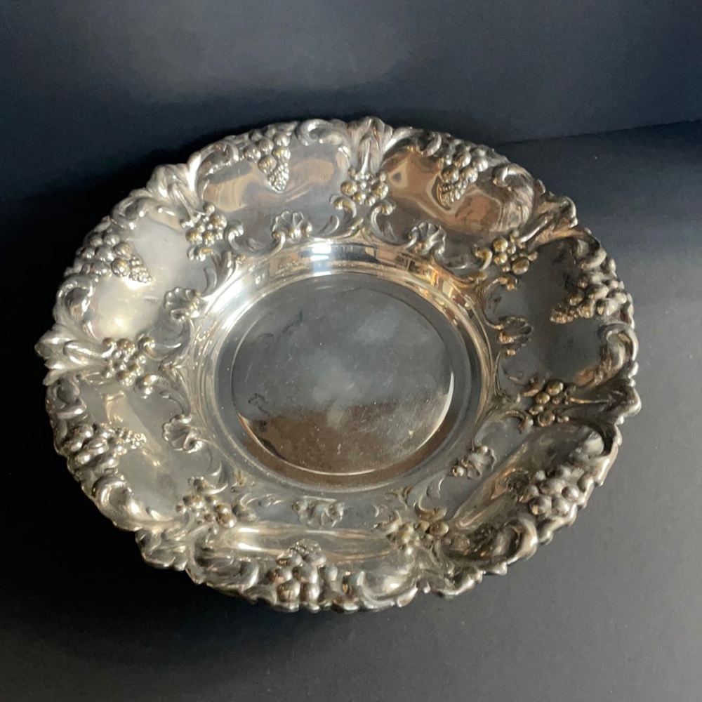 Vintage Silver Plate Serving Bowl Embossed Fruit Decorative Dining Table Decor